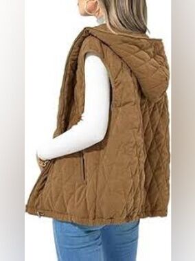 1245. FREE PEOPLE Dream Big Quilted Vest in Camel Sz S NWT $148